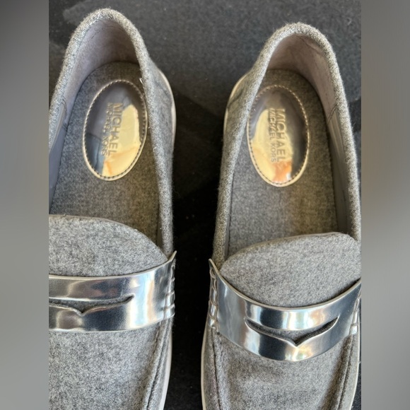 Michael Michael Kors Gray Poppy Flannel Slip On Loafers - Picture 3 of 11